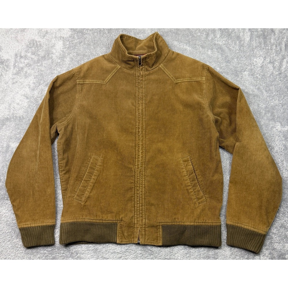 Topo Ranch Corduroy Jacket Mens L Tan Western Full Zip Long Sleeve Lined Pockets